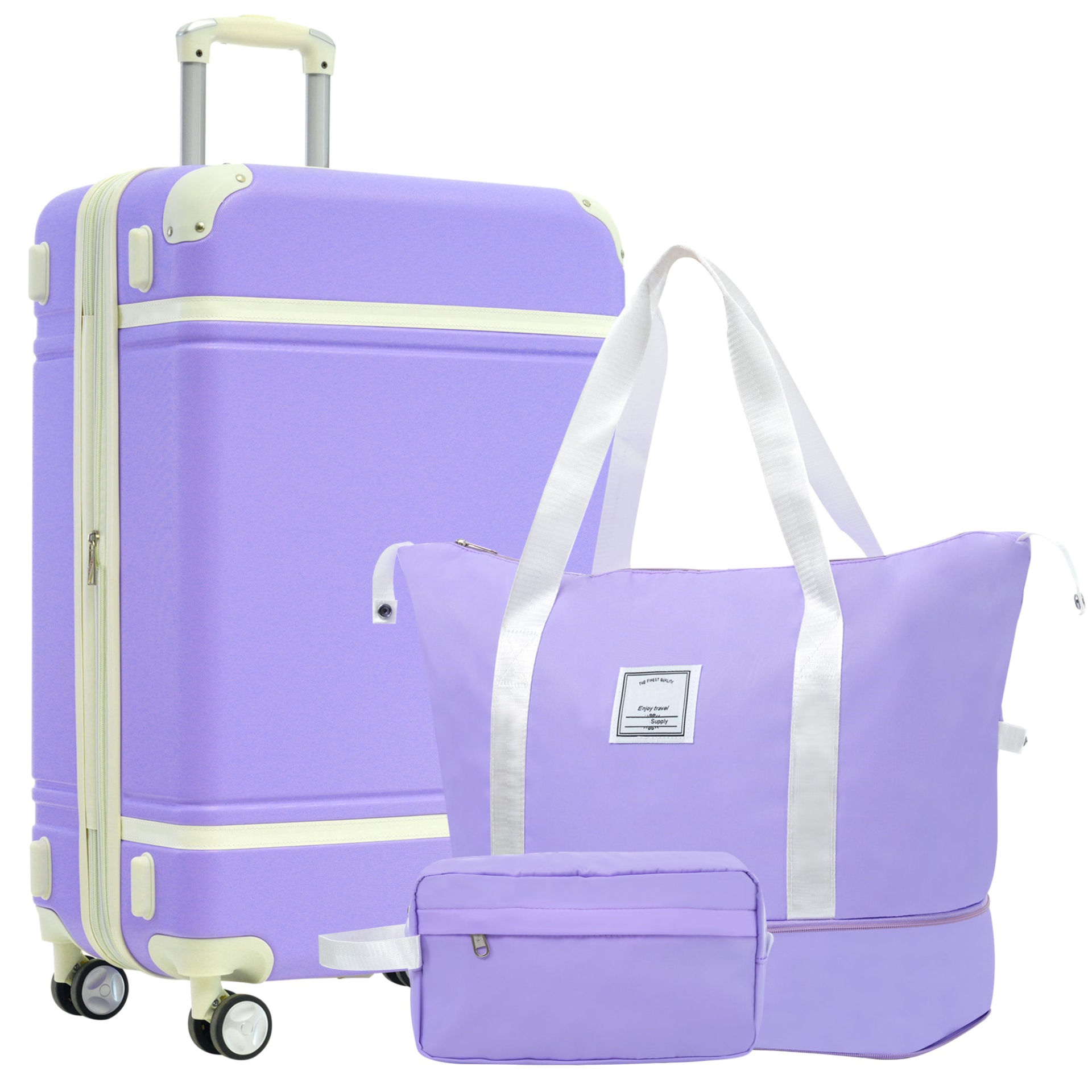 Start2Finish hardshell luggage set with lightweight suitcases, dual spinner wheels, TSA lock, and matching travel bags.