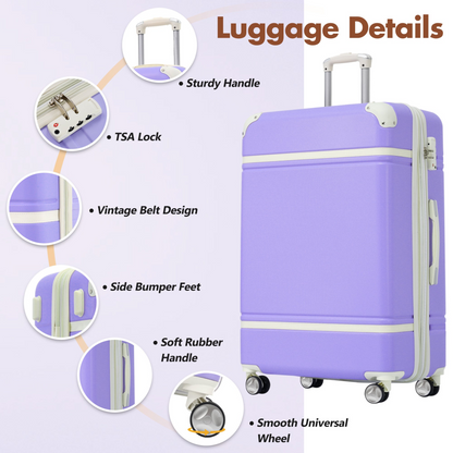 Start2Finish hardshell luggage set with lightweight suitcases, dual spinner wheels, TSA lock, and vintage design for travel accessories.