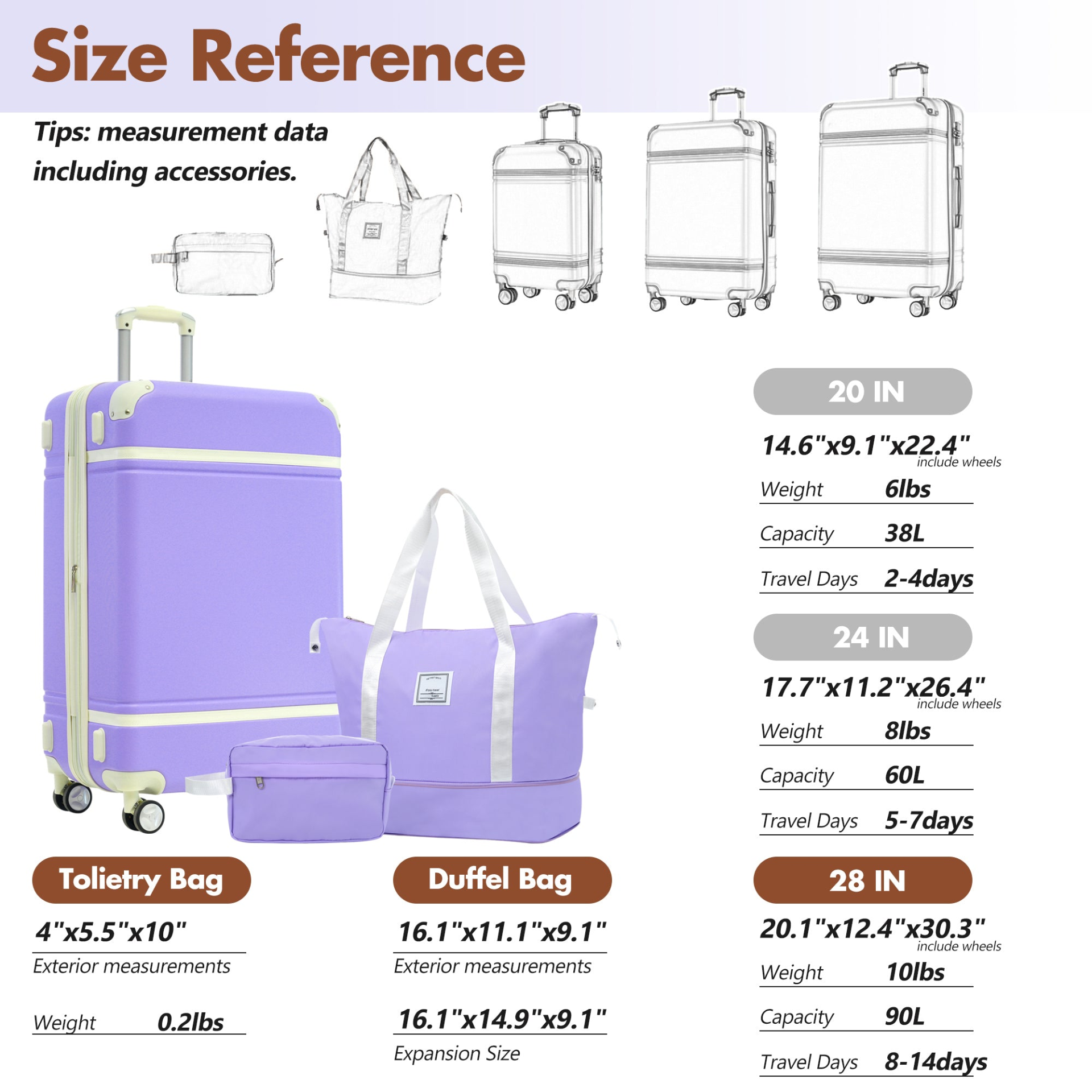 Start2Finish hardshell luggage set with lightweight suitcases, dual spinner wheels, TSA lock, and vintage design, with accompanying travel bags.