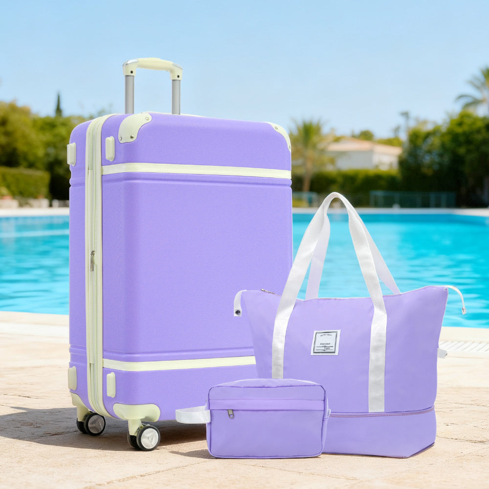 Start2Finish hardshell luggage set with lightweight suitcases, dual spinner wheels, TSA lock, and vintage design.