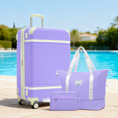 Start2Finish hardshell luggage set with lightweight suitcases, dual spinner wheels, TSA lock, and vintage design.