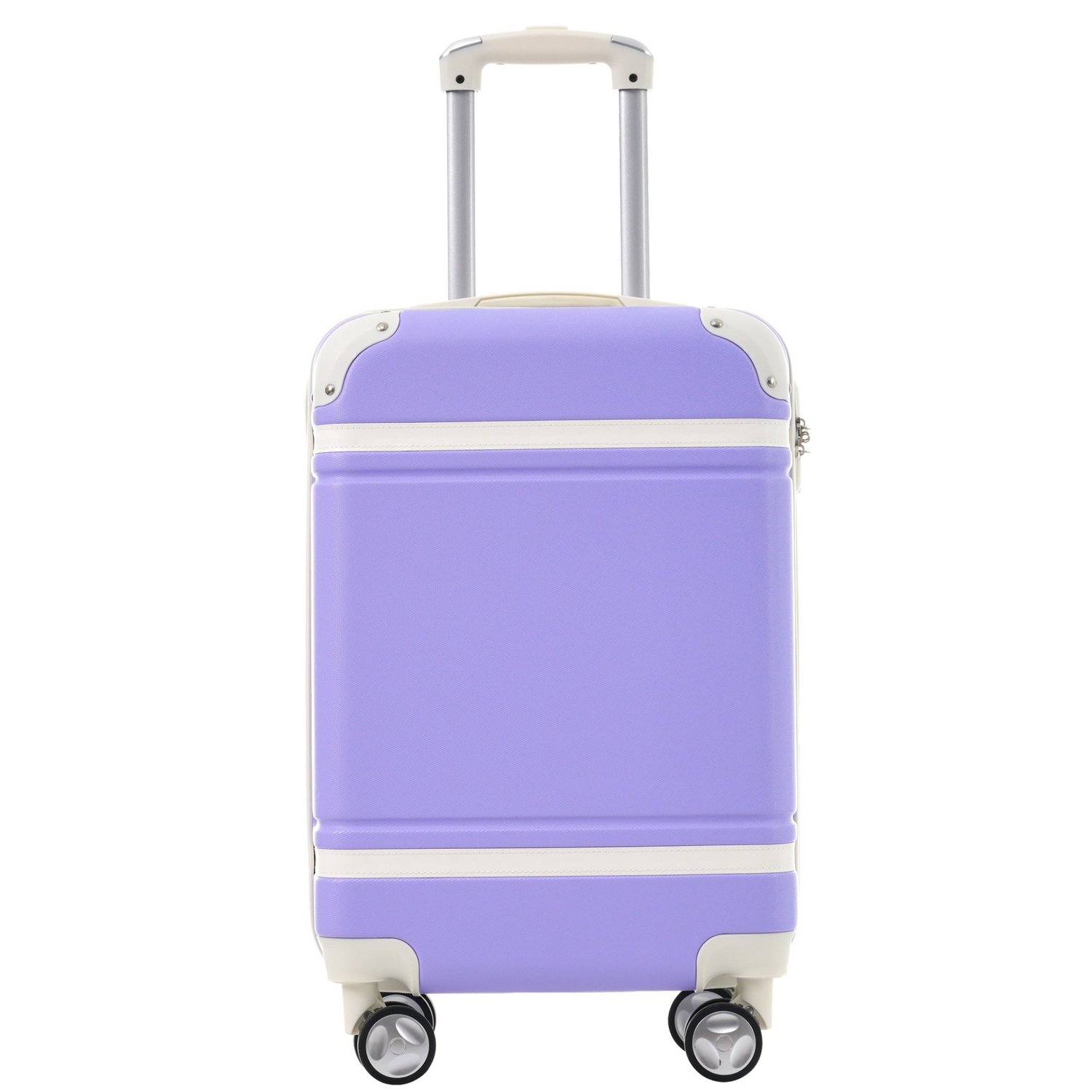 Start2Finish hardshell luggage set with lightweight suitcases, dual spinner wheels, TSA lock, and vintage design, with matching bags.