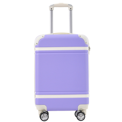 Start2Finish hardshell luggage set with lightweight suitcases, dual spinner wheels, TSA lock, and vintage design, with matching bags.