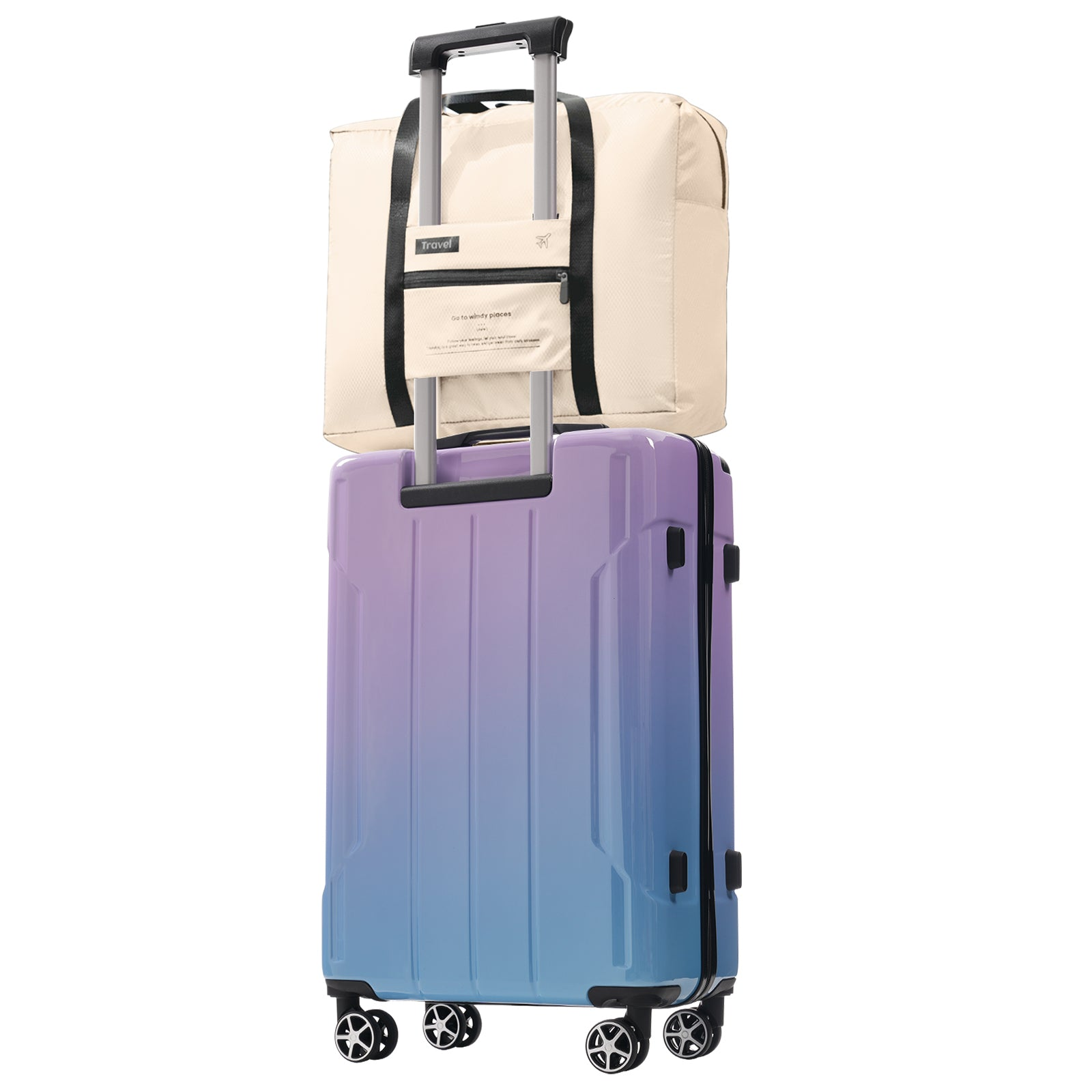 Start2Finish 3-piece luggage set with spinner wheels and built-in TSA lock, featuring durable suitcases for travel accessories.