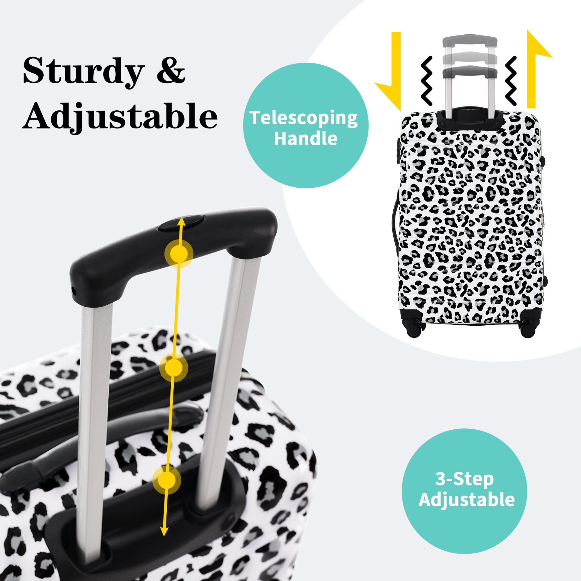 Start2Finish hardshell 3-piece spinner luggage set with TSA lock, lightweight travel suitcases, durable travel accessories.