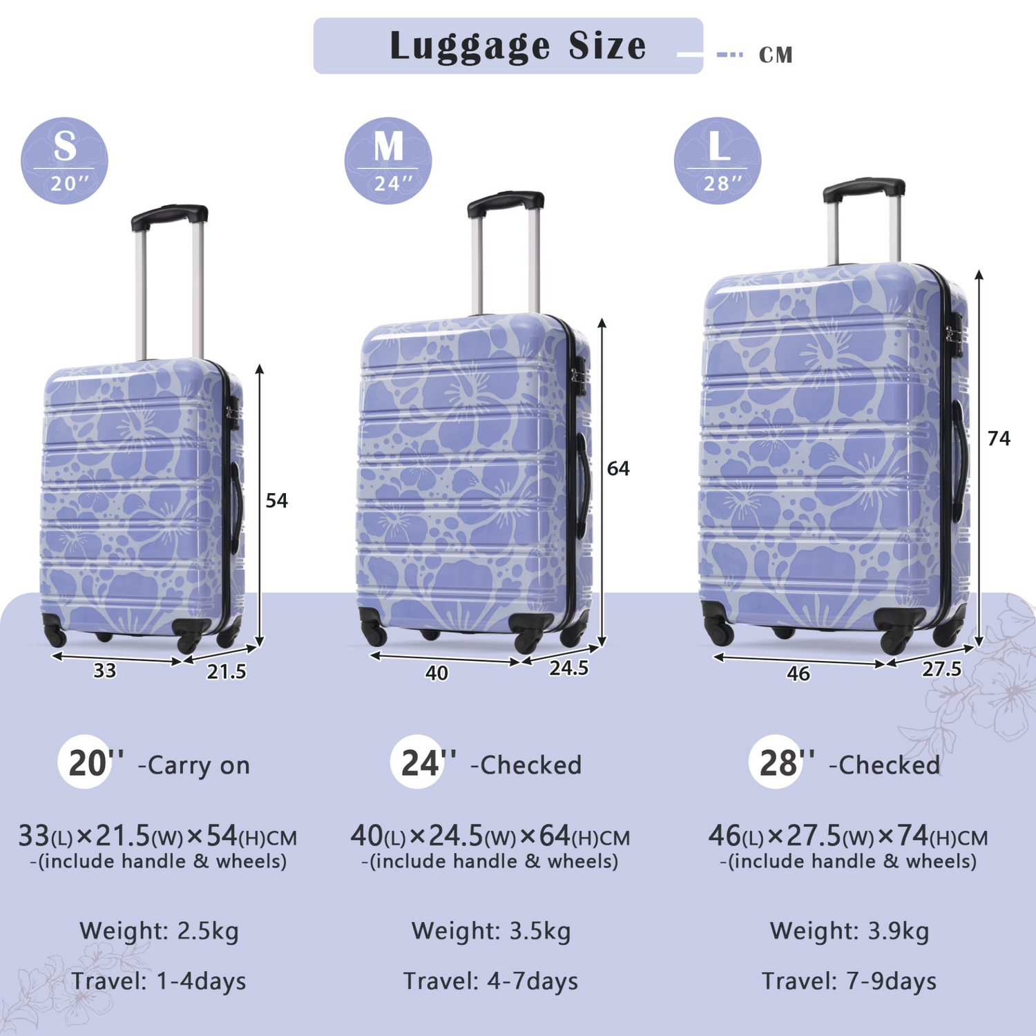Start2Finish hardshell 3-piece spinner luggage set with TSA locks, lightweight suitcases, durable hardside design, travel accessories