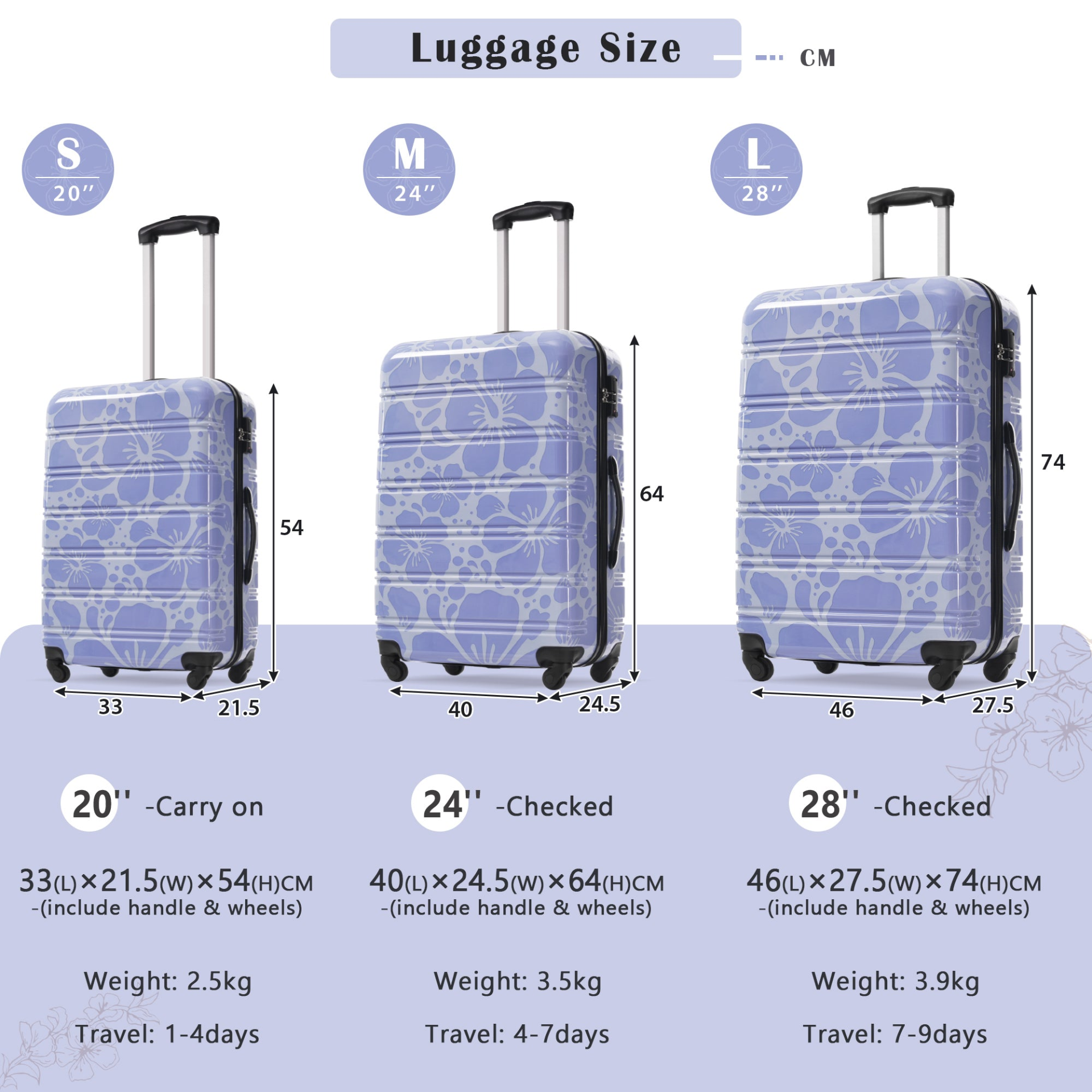 Start2Finish hardshell 3-piece spinner luggage set with TSA locks, lightweight suitcases, durable hardside design, travel accessories