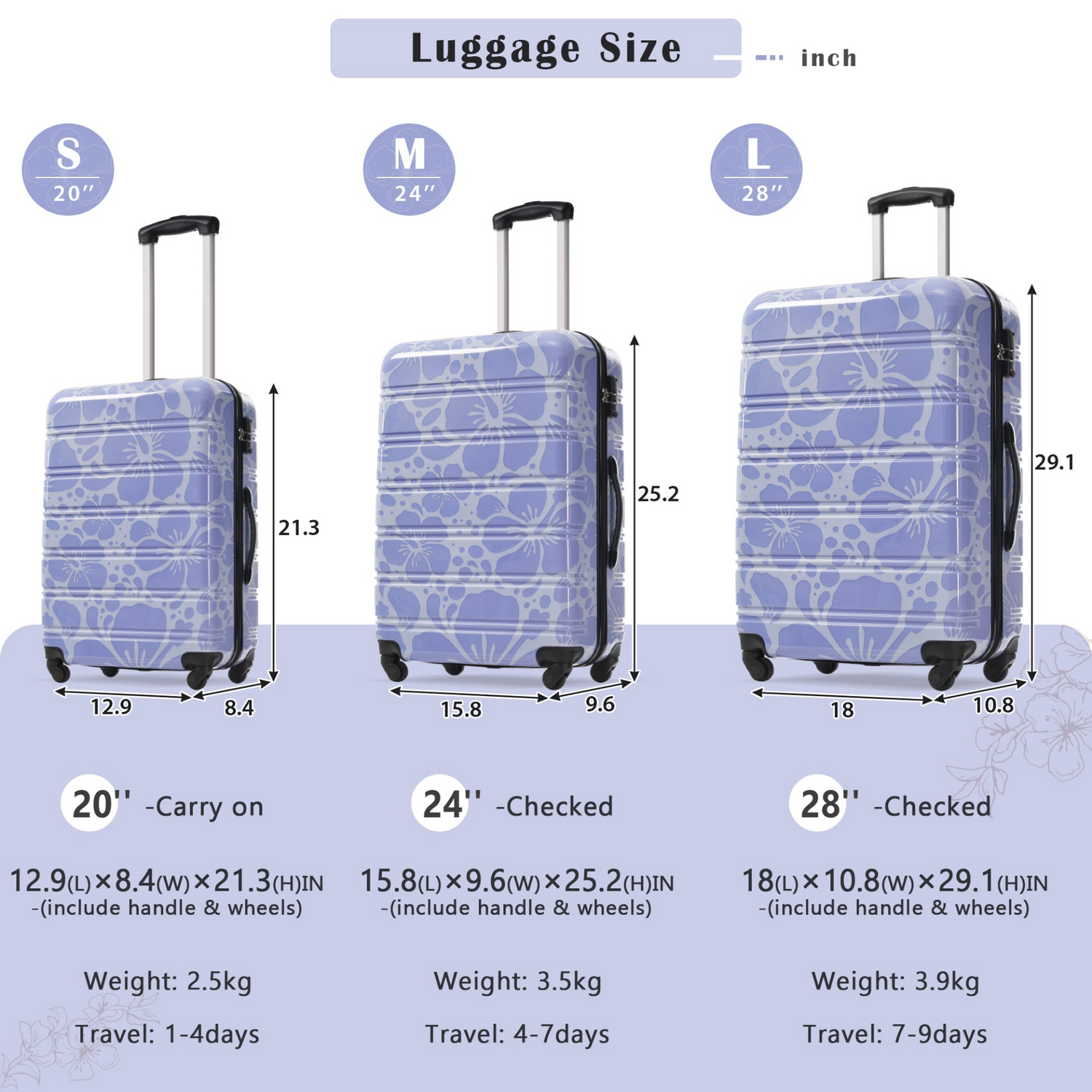 Start2Finish hardshell 3-piece spinner luggage set with TSA locks, lightweight suitcases for travel and accessories.