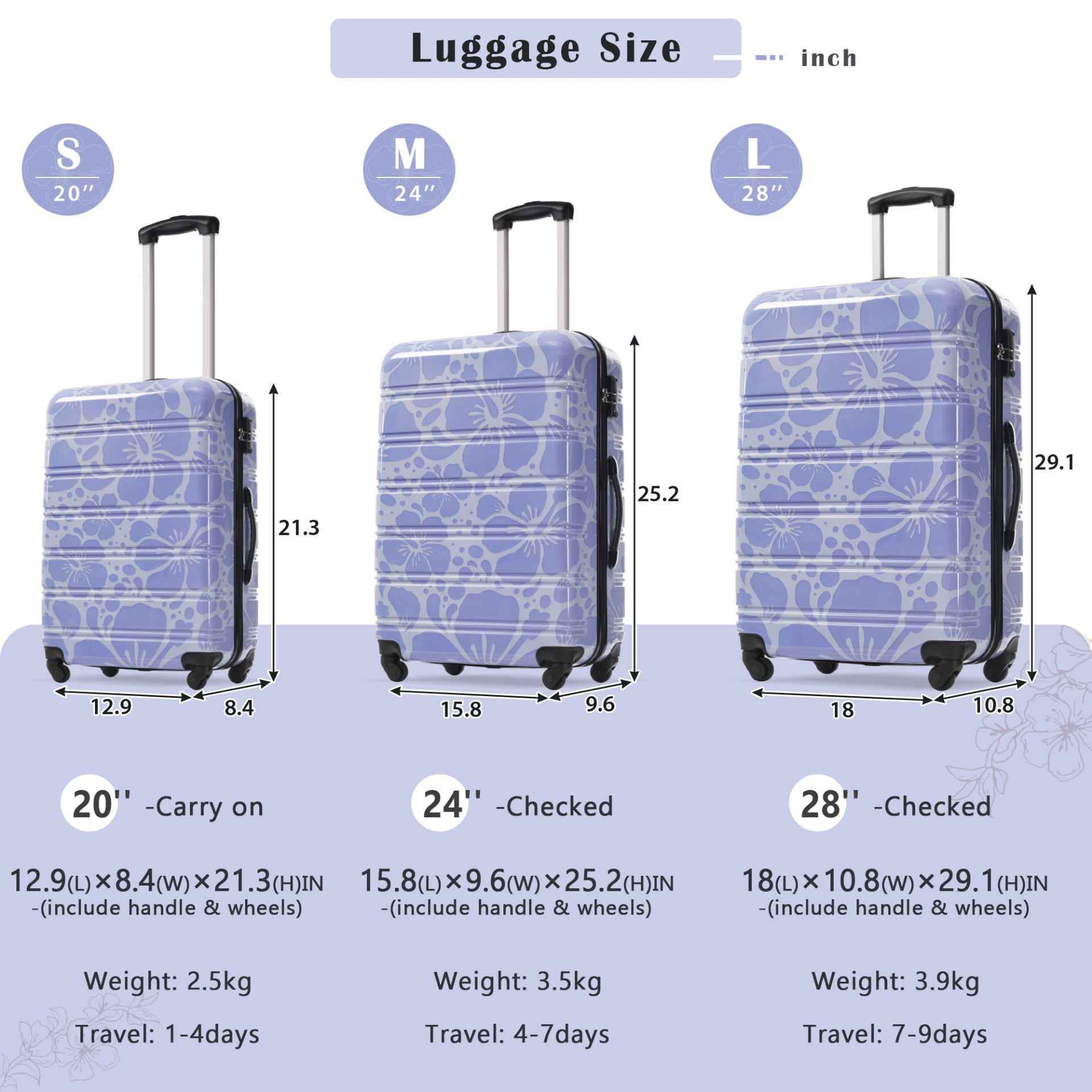 Start2Finish hardshell 3-piece spinner luggage set with TSA locks, lightweight suitcases for travel and accessories.