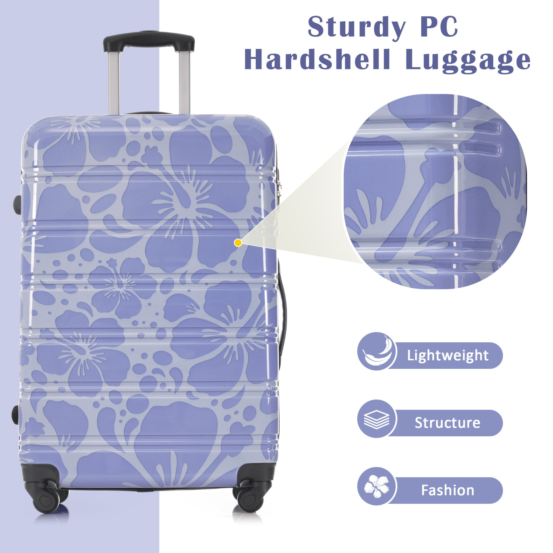 Start2Finish hardshell 3-piece spinner luggage set with TSA locks, lightweight suitcases, durable hardside design, travel accessories