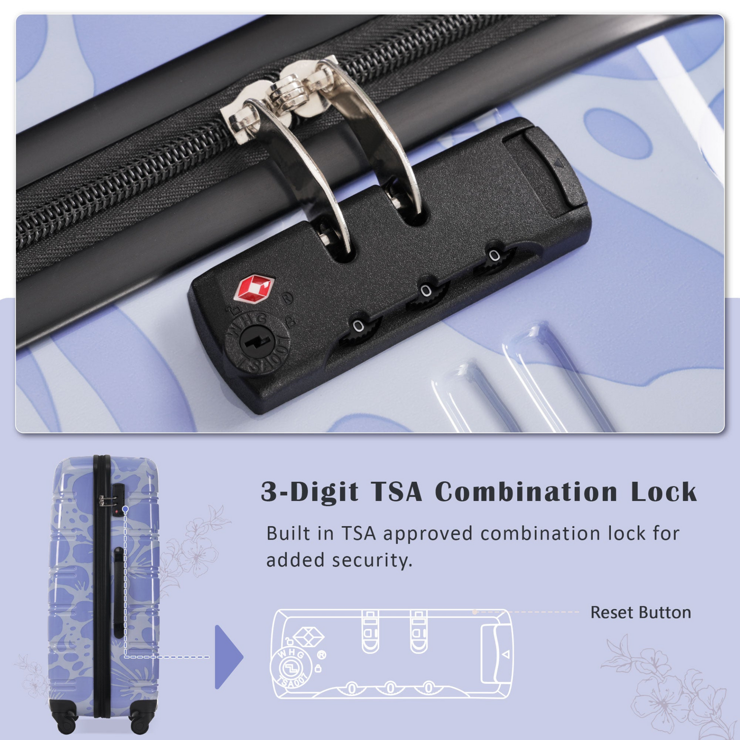 Start2Finish hardshell 3-piece spinner luggage set with TSA locks, lightweight suitcases with durable hardside design.