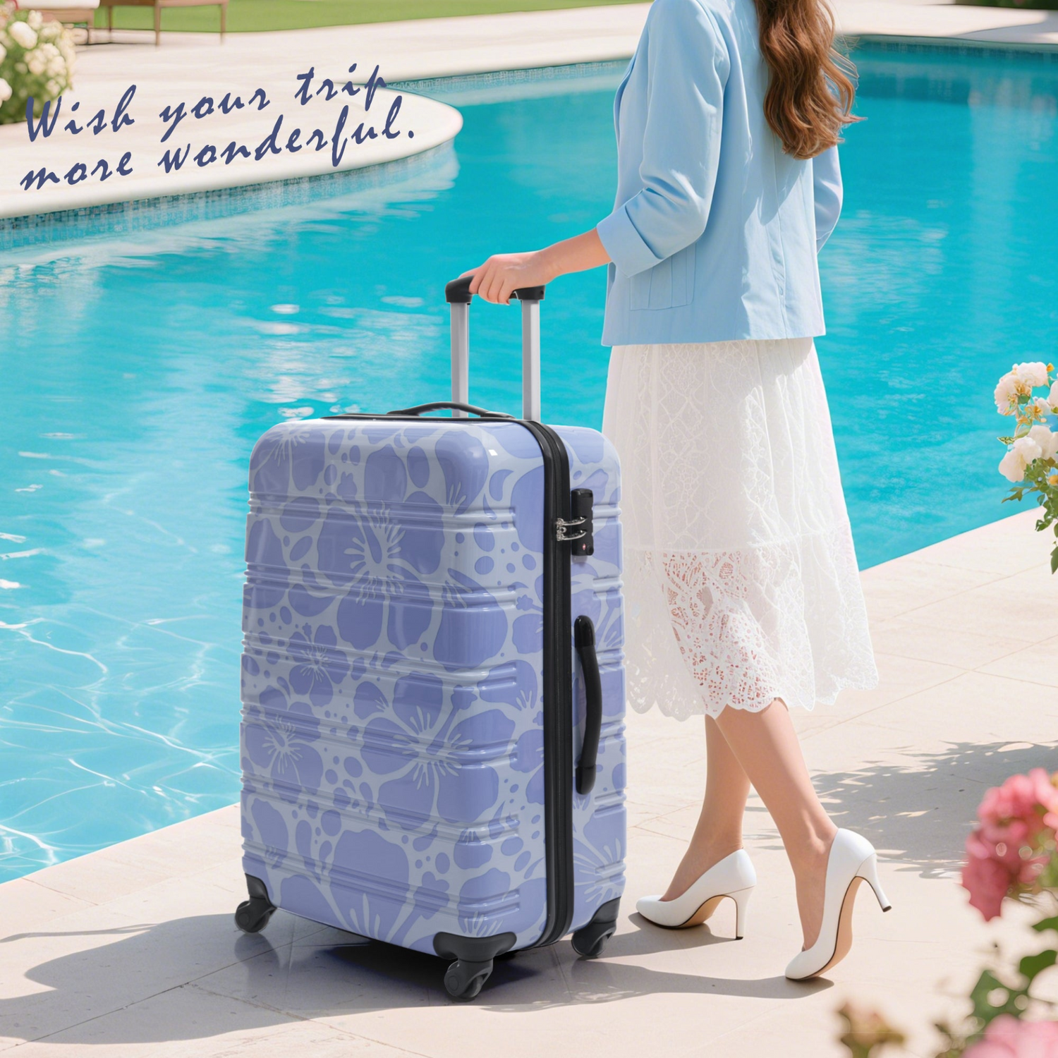 Start2Finish hardshell 3-piece spinner luggage set with TSA locks, lightweight suitcases, durable hardside design, travel accessories