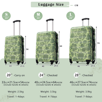 Start2Finish hardshell 3-piece spinner luggage set with TSA locks, lightweight suitcases for easy travel.