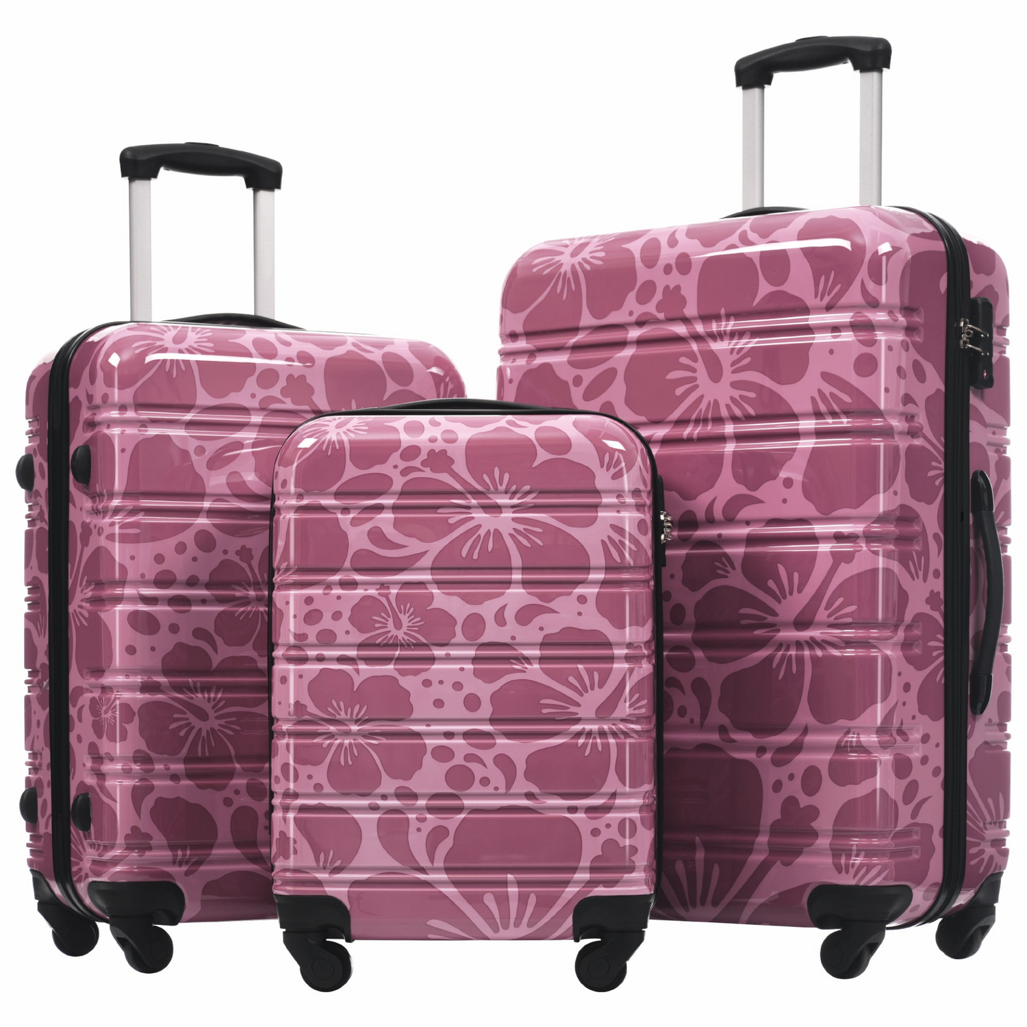 Start2Finish hardshell 3-piece spinner luggage set with TSA lock, lightweight suitcases featuring durable, textured hardside design.