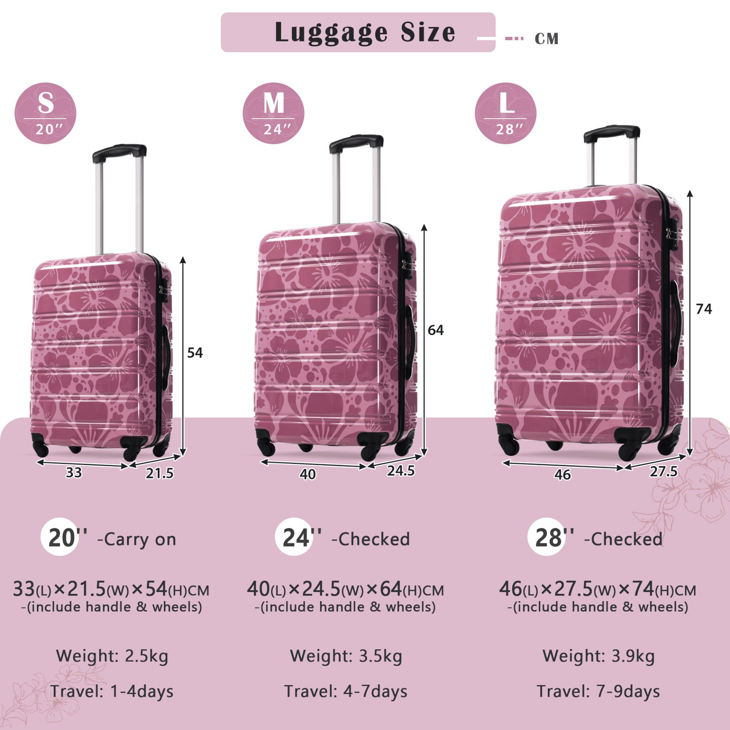 Start2Finish hardshell 3-piece spinner luggage set with TSA locks, lightweight suitcases, and durable hardside design.
