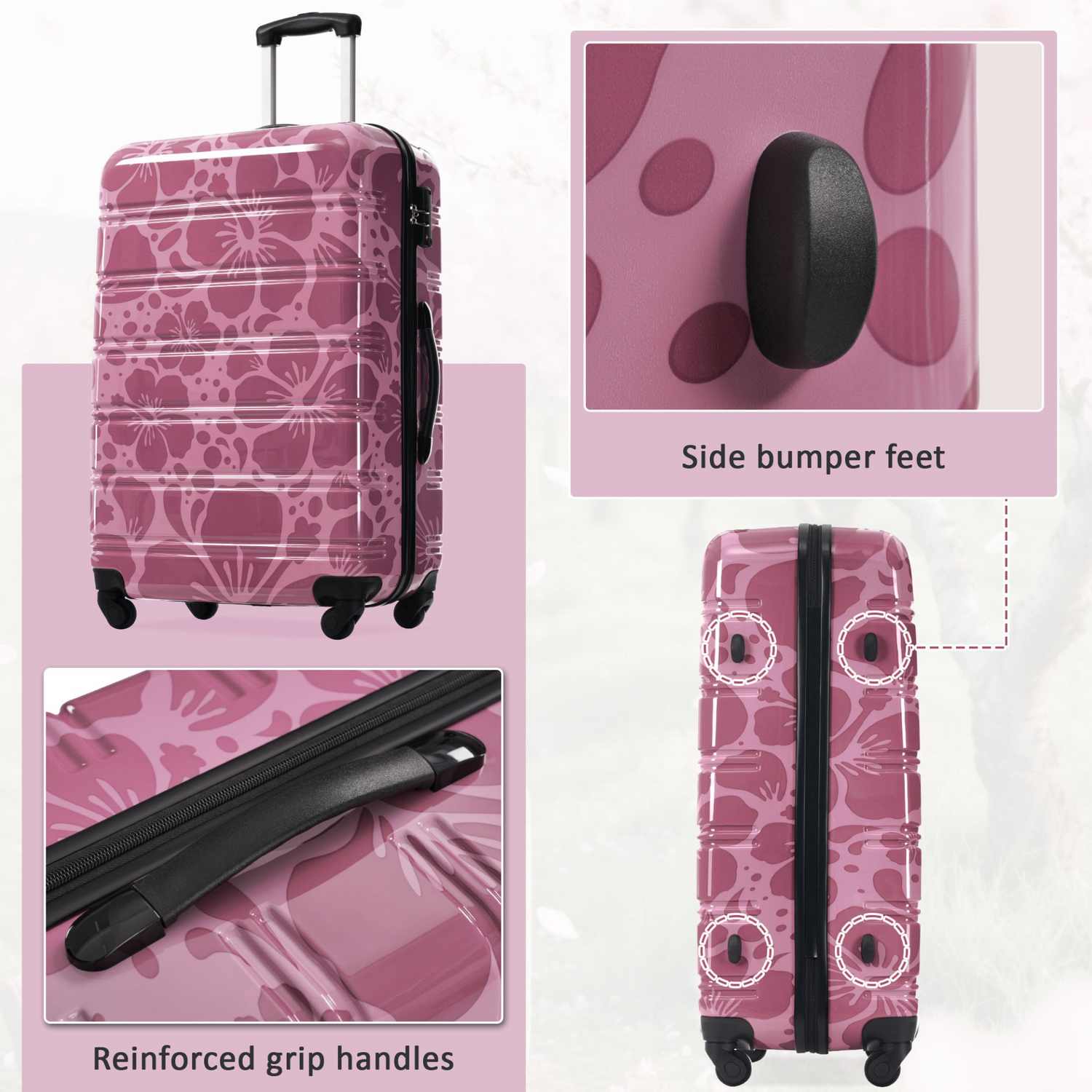 Start2Finish hardshell 3-piece spinner luggage set with TSA lock, lightweight suitcases, durable hardside design, travel accessories