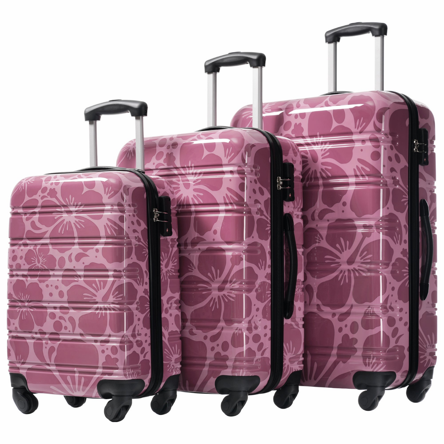 Start2Finish hardshell 3-piece spinner luggage set with TSA locks, lightweight suitcases featuring durable hardside construction.