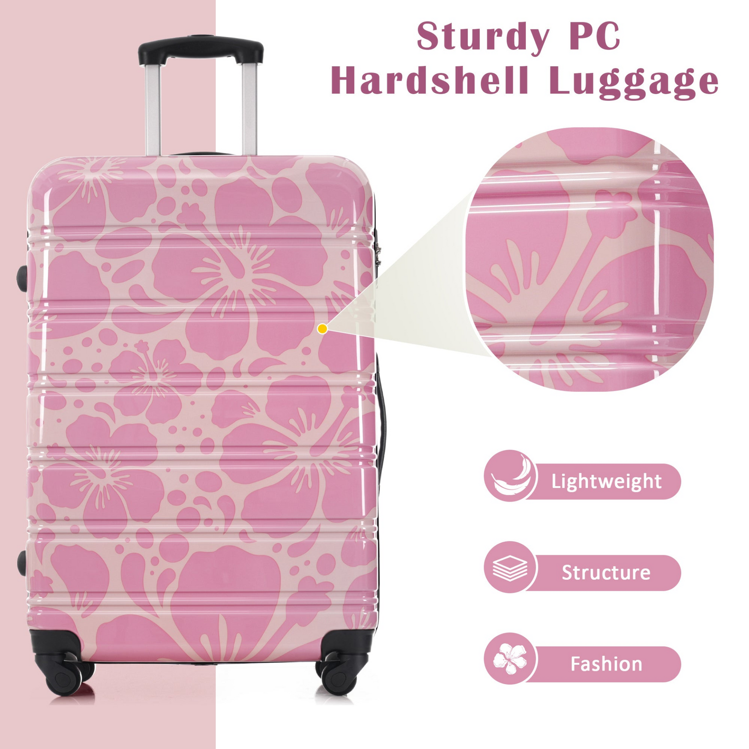 Start2Finish hardshell 3-piece spinner luggage set with TSA locks, lightweight suitcases with durable hardside design.