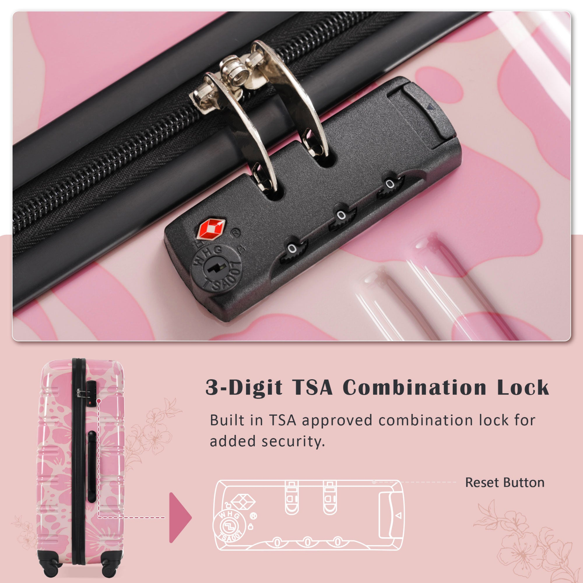 Start2Finish hardshell 3-piece spinner luggage set with TSA locks, lightweight suitcases in black with textured surface.