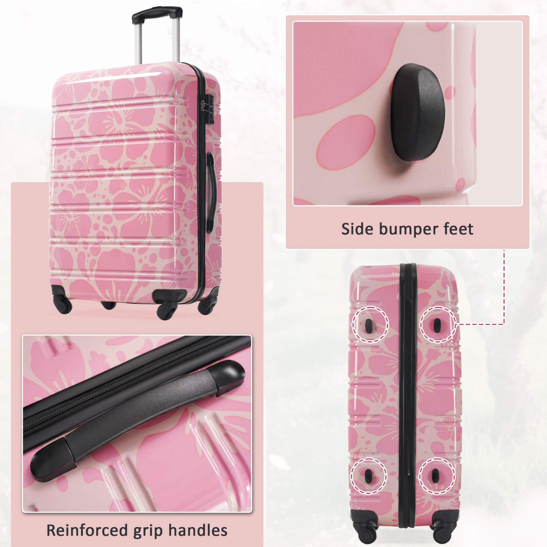 Start2Finish hardshell 3-piece spinner luggage set with TSA lock, lightweight suitcases featuring durable hardside design.