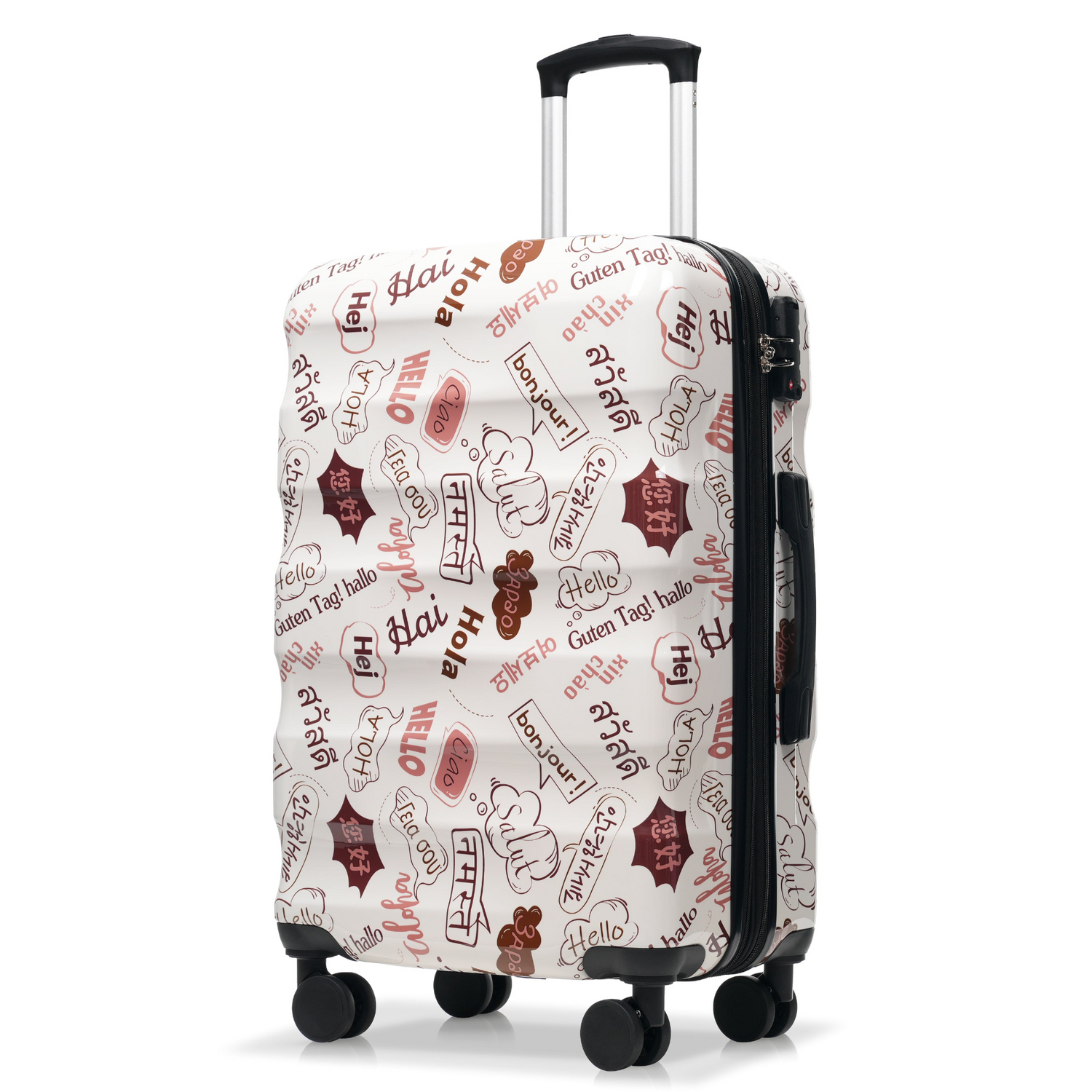Lightweight glossy hardshell travel suitcase with spinner wheels and TSA lock, branded Start2Finish, for easy travel security.