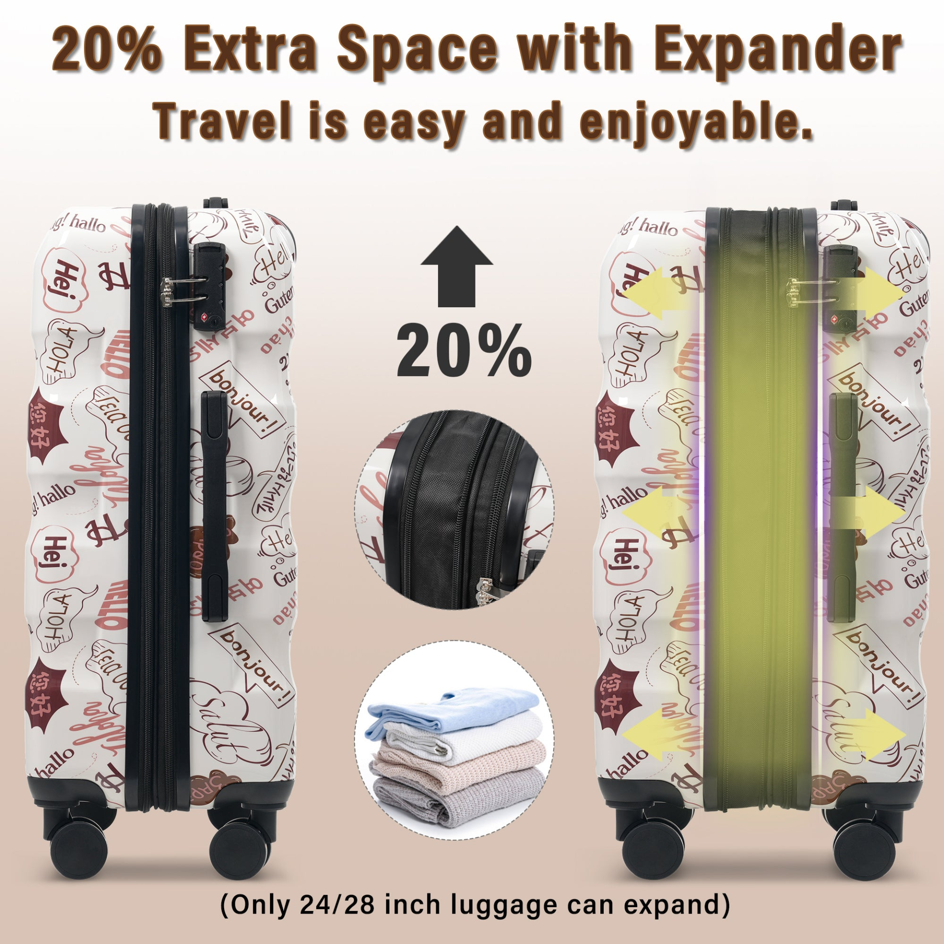 Start2Finish lightweight glossy hardshell travel suitcase with spinner wheels and TSA lock, durable travel accessories for easy packing.