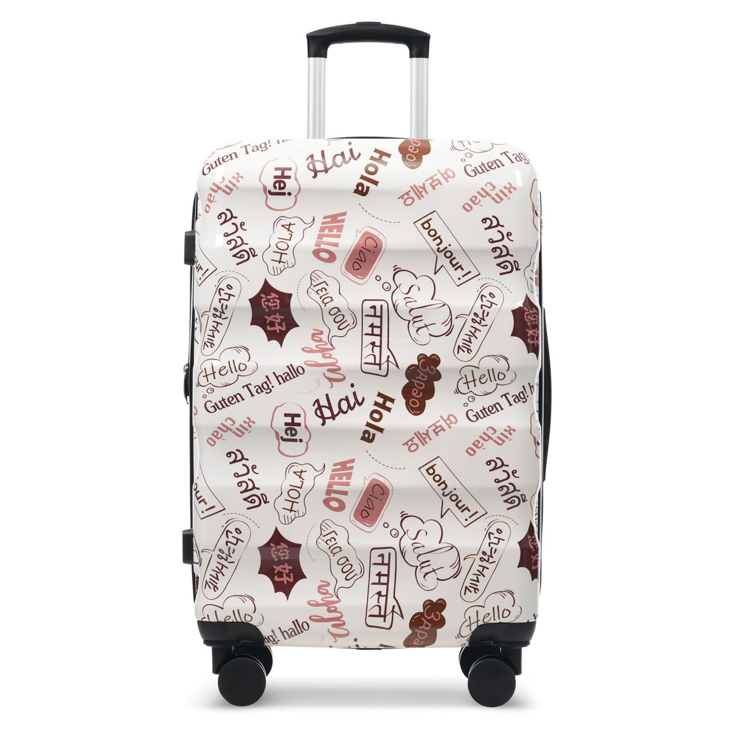 Start2Finish lightweight glossy hardshell travel suitcase with spinner wheels and TSA lock, designed for easy airport travel.
