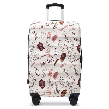 Start2Finish lightweight glossy hardshell travel suitcase with spinner wheels and TSA lock, designed for easy airport travel.