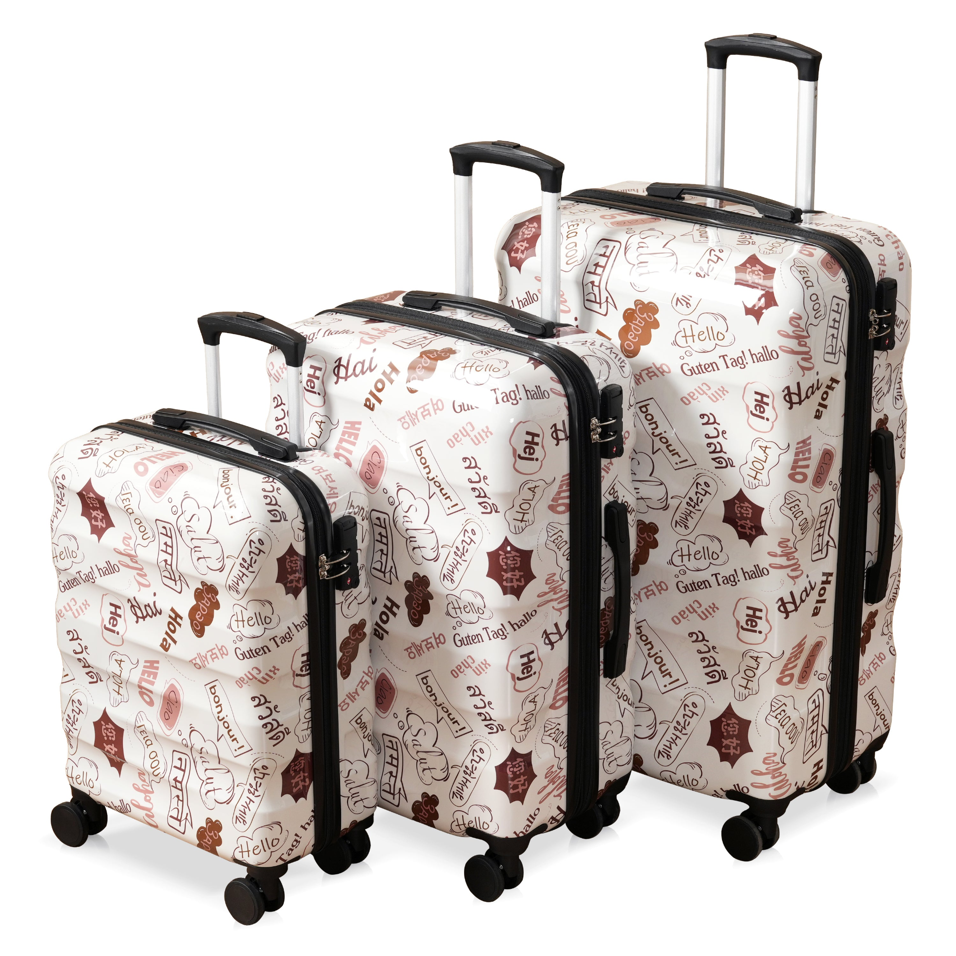 Start2Finish 3-piece hardshell luggage set with spinner wheels and TSA lock, featuring durable suitcases for travel.