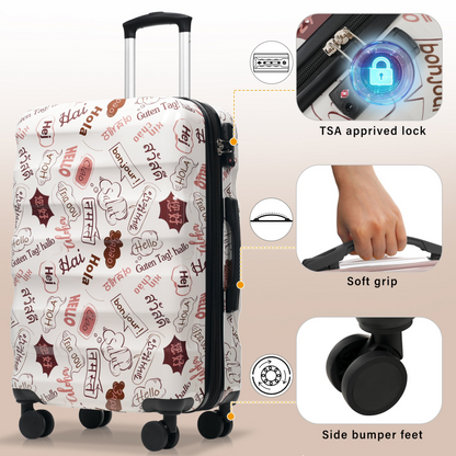 Start2Finish 3-piece hardshell luggage set with spinner wheels and TSA locks, showing sleek suitcases for travel accessories.