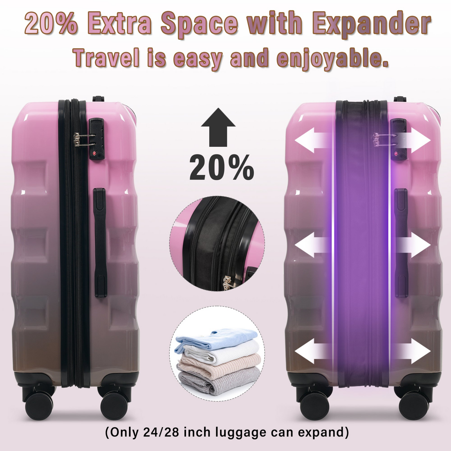 Start2Finish 3-piece hardshell luggage set with spinner wheels and TSA lock, featuring durable suitcases for travel.