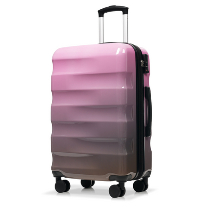 Start2Finish 3-piece hardshell luggage set with spinner wheels and TSA locks, shown with three matching suitcases for travel.