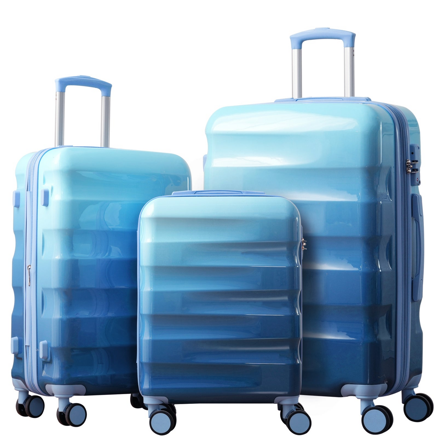 Start2Finish 3-piece hardshell luggage set with spinner wheels and TSA lock, featuring durable suitcases for travel.