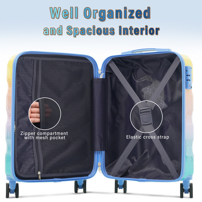 Start2Finish 3-piece hardshell luggage set with spinner wheels and TSA lock, featuring durable suitcases for travel.
