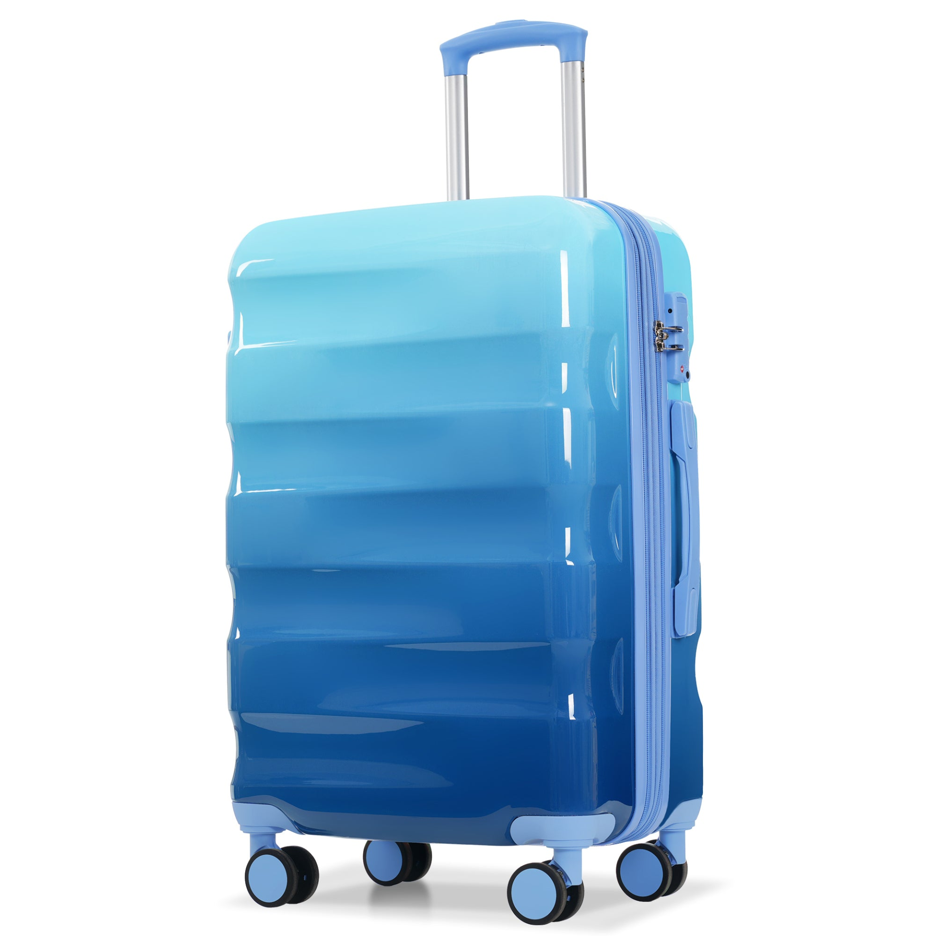 Start2Finish 3-piece hardshell luggage set with spinner wheels and TSA lock, featuring durable suitcases for travel.