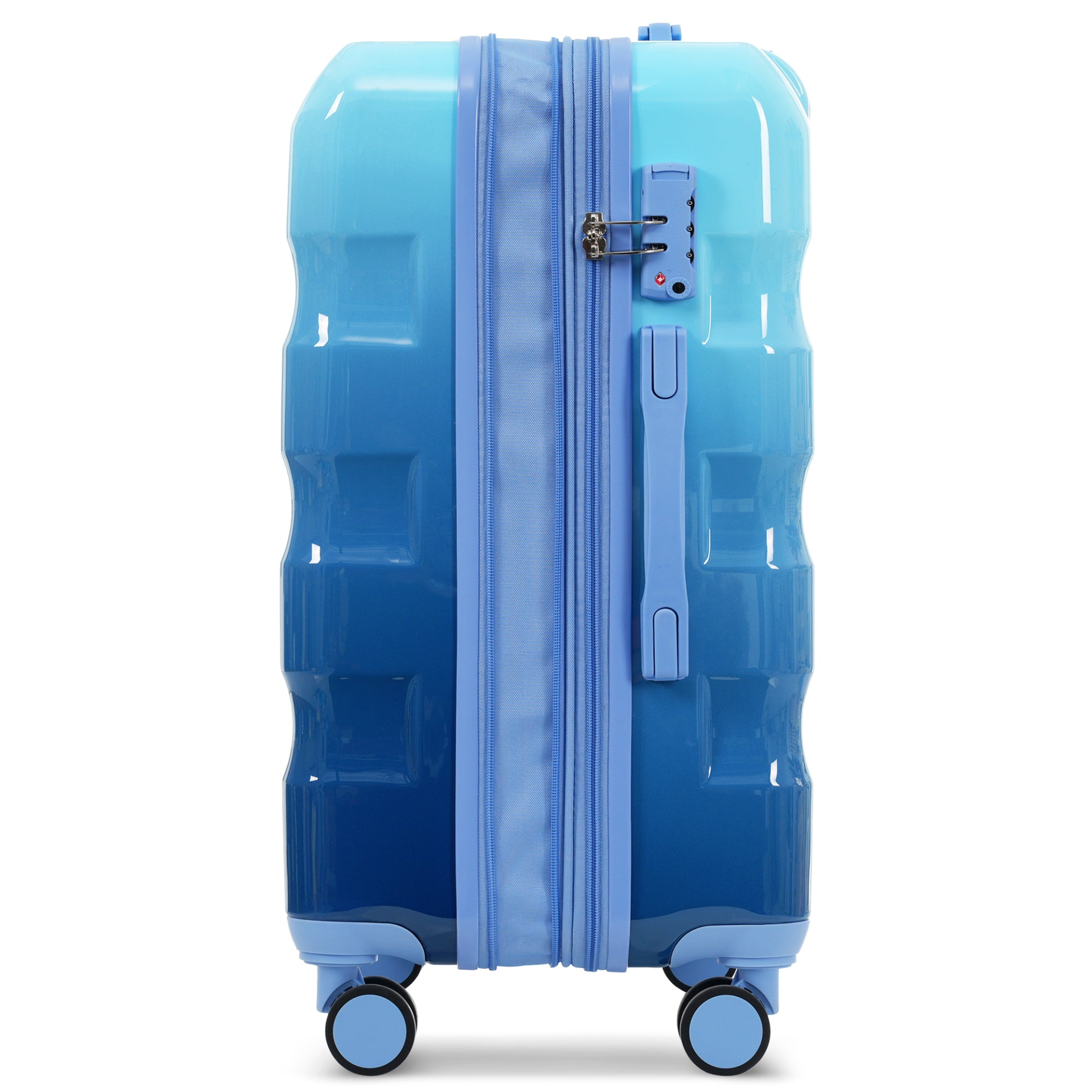Start2Finish 3-piece hardshell luggage set with spinner wheels and TSA locks, showing three durable suitcases in various sizes.