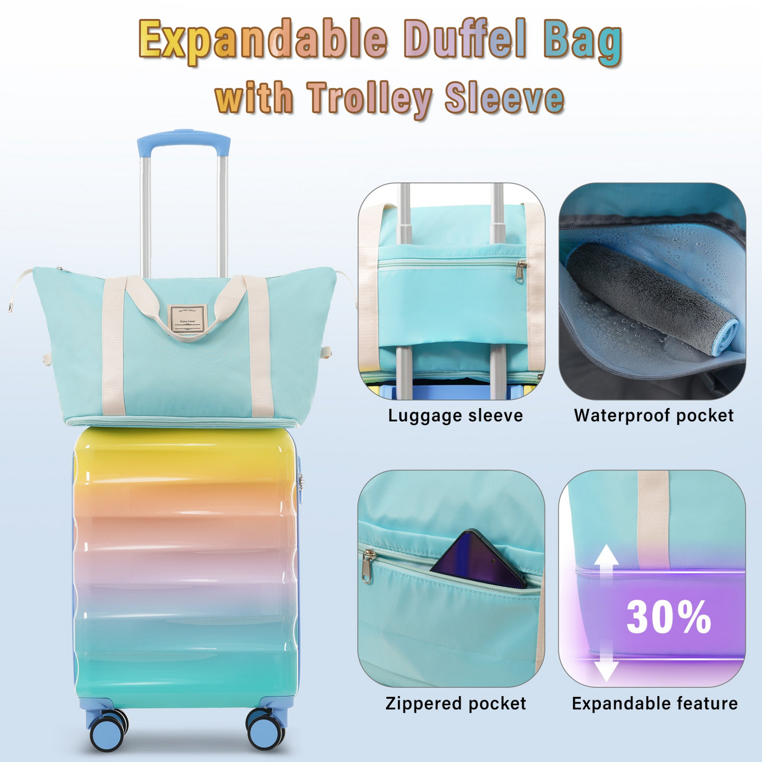 Lightweight hardshell spinner carry-on luggage from Start2Finish with TSA lock and built-in cup holder, designed for travel convenience.