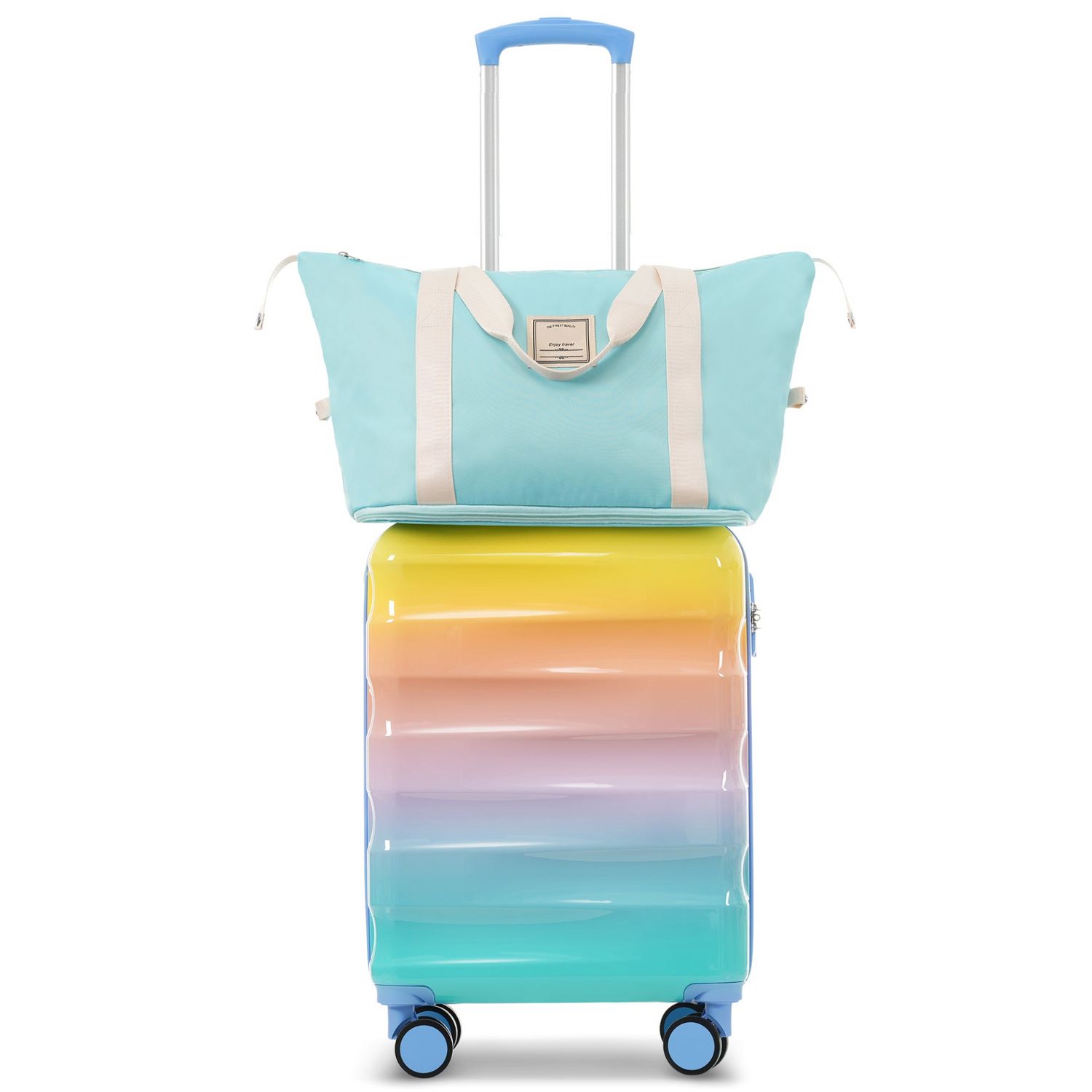 Start2Finish carry-on luggage with cup holder, lightweight hardshell spinner suitcase featuring TSA lock and durable design.