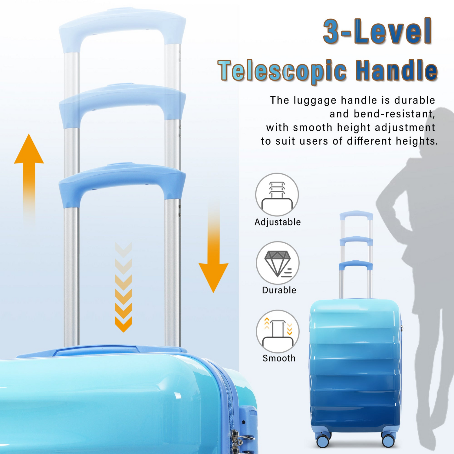 Lightweight hardshell spinner carry-on luggage with TSA lock and cup holder, branded Start2Finish, featuring multiple wheels and handle.