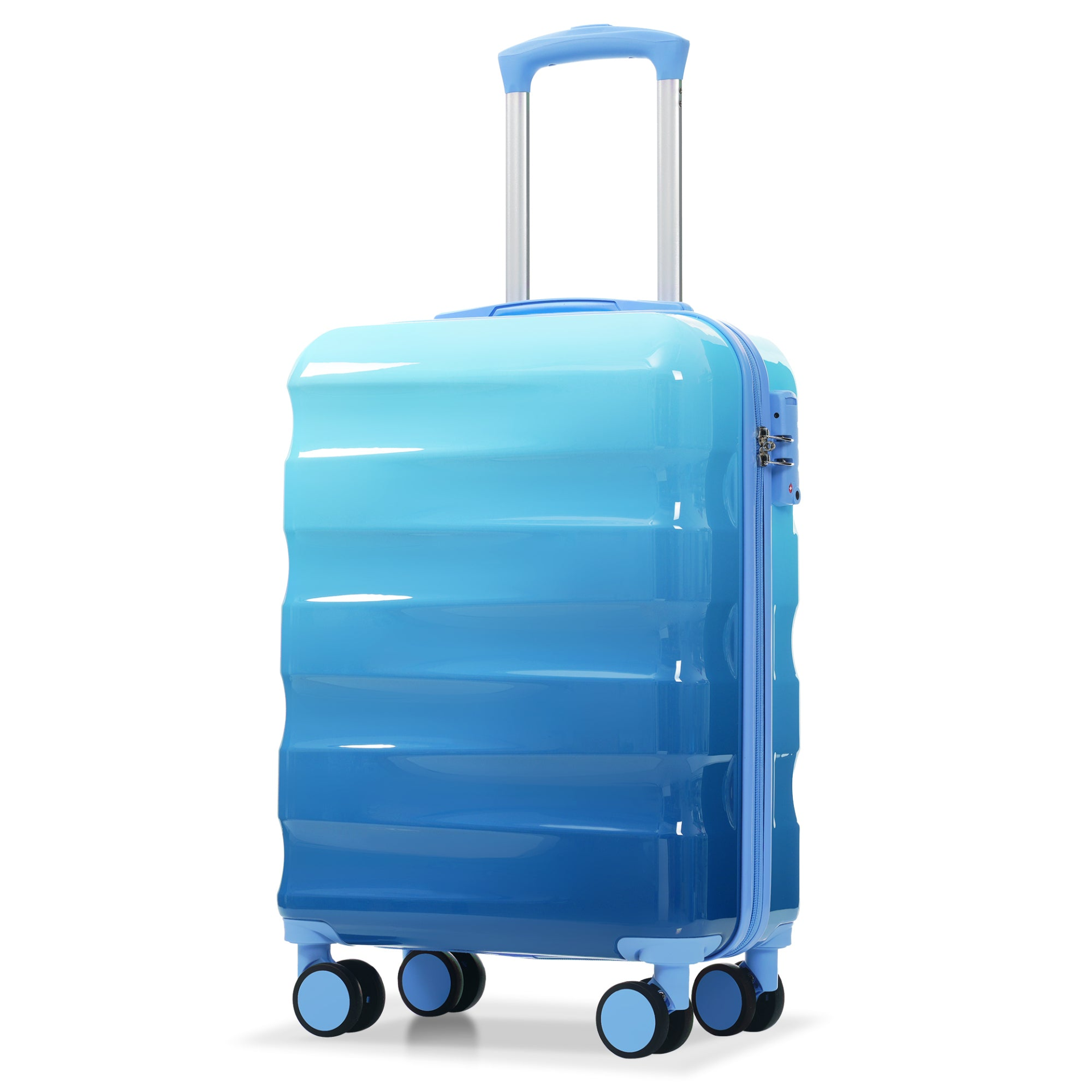 Lightweight hardshell carry-on luggage by Start2Finish with spinner wheels, TSA lock, and built-in cup holder, perfect for travel accessories.