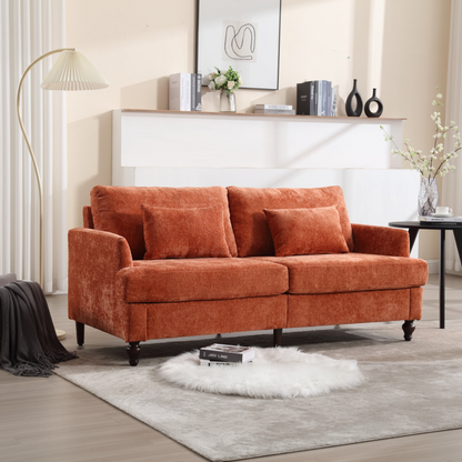 Start2Finish mid-century modern chenille fabric 2-seat upholstered loveseat sofa with wood feet, showcasing plush seating and sleek design.