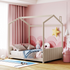 Start2Finish full size velvet house bed with wood frame, featuring a cozy, enclosed design and soft velvet upholstery.