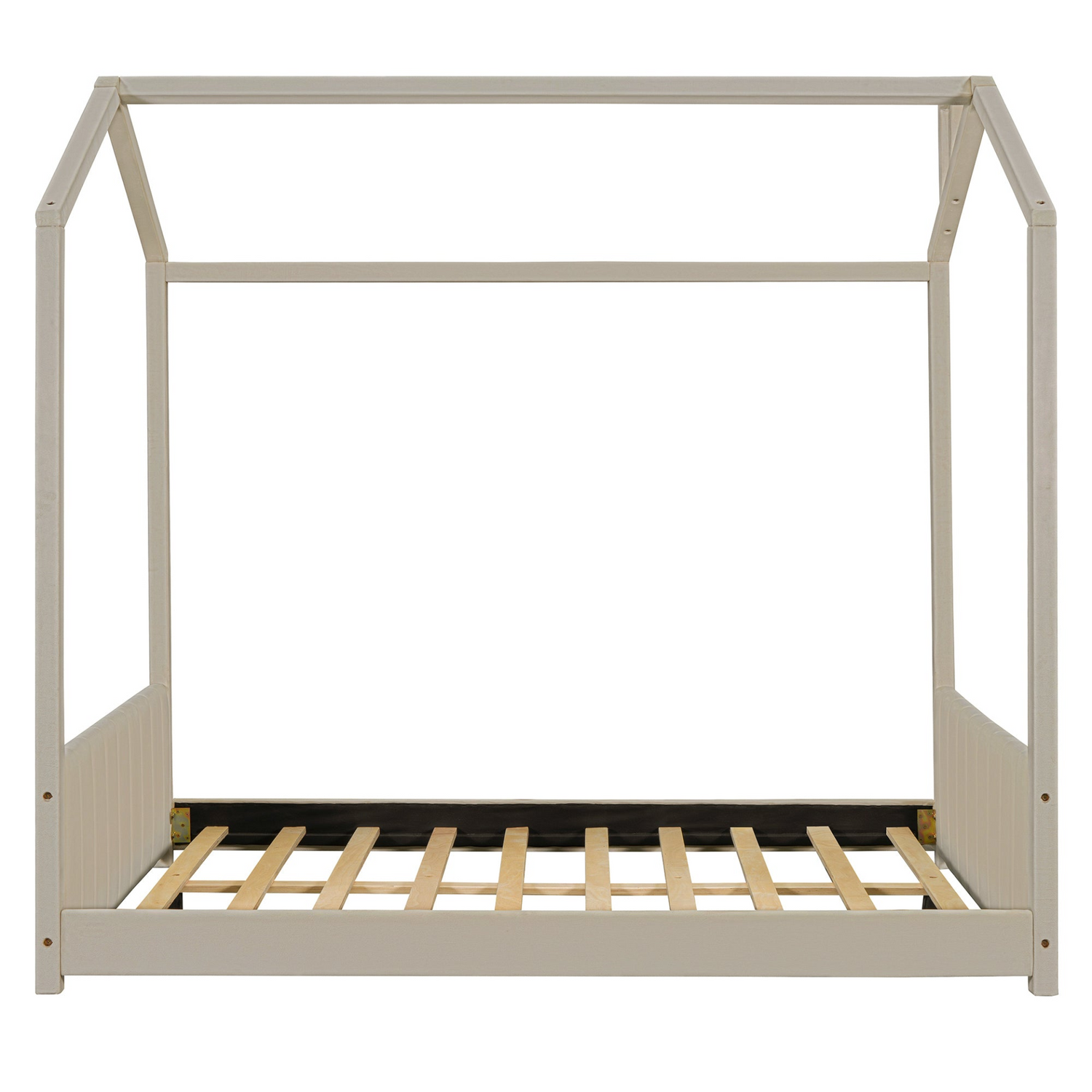 Full size velvet house bed with wooden frame, featuring a cozy, stylish design perfect for a child&