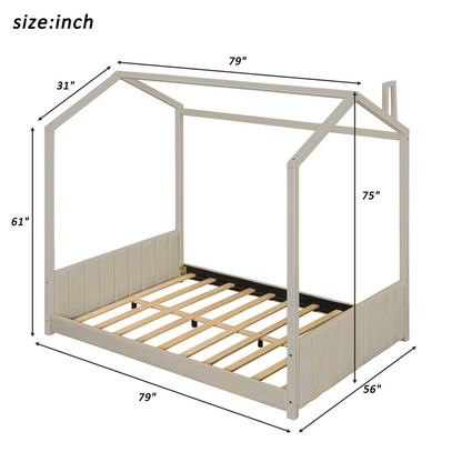 Full size velvet house bed with wooden frame by Start2Finish, featuring a cozy, stylish design perfect for a modern bedroom.