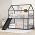 Start2Finish twin over twin metal bunk bed with house design and slide, featuring sturdy construction and playful kids&