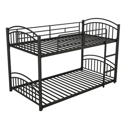 Start2Finish twin over twin metal bunk bed with house design and slide, featuring a playful kids&