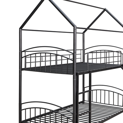 Start2Finish twin over twin metal bunk bed with built-in house design and slide, ideal kids&