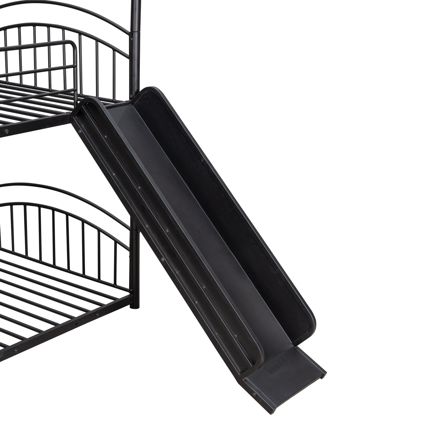 Start2Finish twin over twin metal bunk bed for kids with house design and slide, featuring a sturdy frame and playful features.