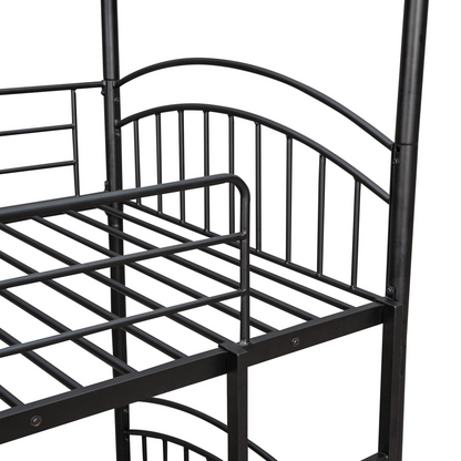 Start2Finish metal twin over twin bunk bed with house design and slide, featuring a sturdy frame and playful kids&