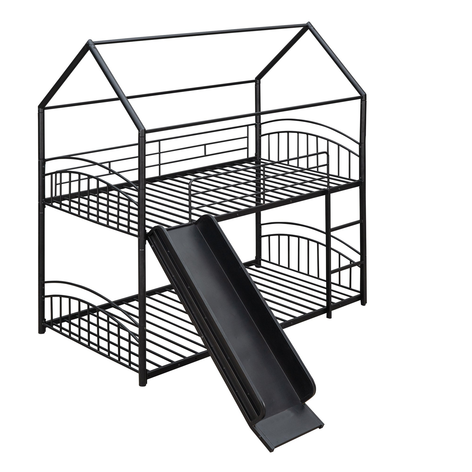 Start2Finish twin over twin metal bunk bed with house design and slide, perfect for kids&